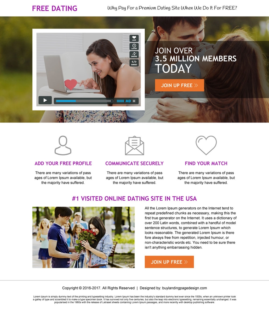 free dating landing page